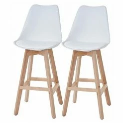 Meilleure affaire 🥰 NOVA Set 2 Tabourets De Bar Et Cuisine En Cuir Massif En Bois De Bois Avec Différentes Couleurs Couleur : Bois Blanc ⌛ -Table haute Boutique 53576720 2