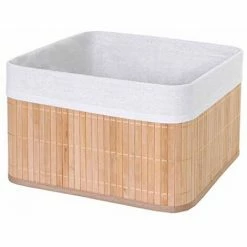 Acheter 😍 NOVA Conteneur De Boîte De Rangement En Bambou Avec Cadre Intérieur Métallique Couleur : Naturel ⌛
