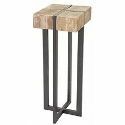 Offres 😀 NOVA Table Basse Haute En Bois De Pin Solide Texture En Métal 😍