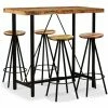 Coupon 💯 LITZEE Ensemble De Bar 5 Pcs Bois De Récupération Massif # 🎁 -Table haute Boutique 53840474 1