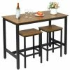 Sortie 👍 Ensemble Table Et 2 Tabourets Style De Bar En Fer Et Bois-Table Et Chaises Pour Cuisine, Bar, Café, Grain Foncé-Meerveil 🧨 2 Sortie 👍 Ensemble Table Et 2 Tabourets Style De Bar En Fer Et Bois-Table Et Chaises Pour Cuisine, Bar, Café, Grain Foncé-Meerveil 🧨 -Table haute Boutique 53940181 1