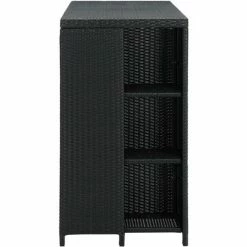 Grosses soldes ⭐ Hommoo Table De Bar Avec Rangement Noir 120x60x110 Cm Resine Tressee 😀 -Table haute Boutique 54148964 4