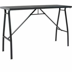 Acheter 💯 Hommoo Table De Bar De Jardin Noir 180x60x110 Cm Verre Trempe 🌟