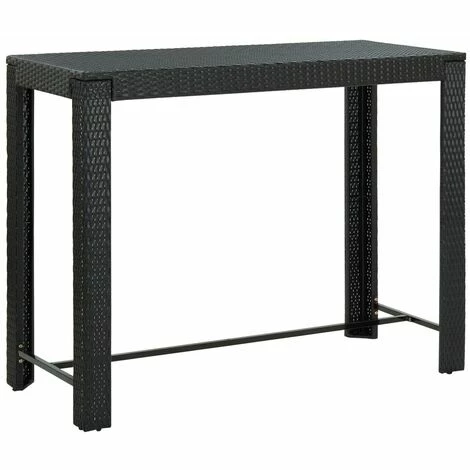 Budget 🧨 Hommoo Table De Bar De Jardin Noir 140,5x60,5x110,5 Cm Resine Tressee 👏 3 Budget 🧨 Hommoo Table De Bar De Jardin Noir 140,5x60,5x110,5 Cm Resine Tressee 👏