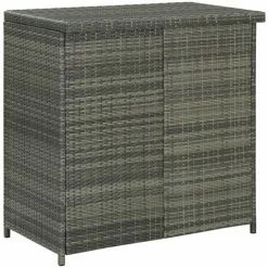 Bon marché 🧨 Hommoo Ensemble De Bar 3 Pcs Resine Tressee Gris 🛒 -Table haute Boutique 54151816 5