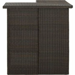 Offres 👏 Hommoo Table D'angle De Bar Marron 100x50x105 Cm Resine Tressee 😍 -Table haute Boutique 54151835 3