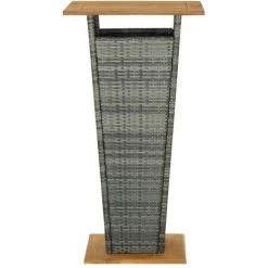 Grosses soldes 🔔 Hommoo Table De Bar Gris 60x60x110 Cm Resine Tressee Et Bois D'acacia ✔️ -Table haute Boutique 54152575 3