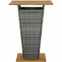 Tout neuf 👏 Hommoo Table De Bar Gris 80x80x110 Cm Resine Tressee Et Bois D'acacia ✨ 8 Tout neuf 👏 Hommoo Table De Bar Gris 80x80x110 Cm Resine Tressee Et Bois D'acacia ✨ -Table haute Boutique 54153211 2