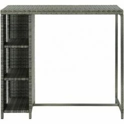 Sortie 🎉 Hommoo Table De Bar Avec Rangement Gris 120x60x110 Cm Resine Tressee ⭐ 9 Sortie 🎉 Hommoo Table De Bar Avec Rangement Gris 120x60x110 Cm Resine Tressee ⭐ -Table haute Boutique 54153213 3