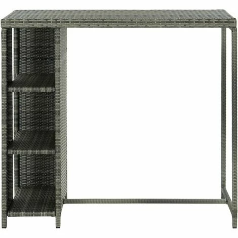 Sortie 🎉 Hommoo Table De Bar Avec Rangement Gris 120x60x110 Cm Resine Tressee ⭐ 5 Sortie 🎉 Hommoo Table De Bar Avec Rangement Gris 120x60x110 Cm Resine Tressee ⭐ – Image 3