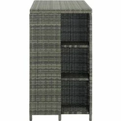 Sortie 🎉 Hommoo Table De Bar Avec Rangement Gris 120x60x110 Cm Resine Tressee ⭐ 10 Sortie 🎉 Hommoo Table De Bar Avec Rangement Gris 120x60x110 Cm Resine Tressee ⭐ -Table haute Boutique 54153213 4