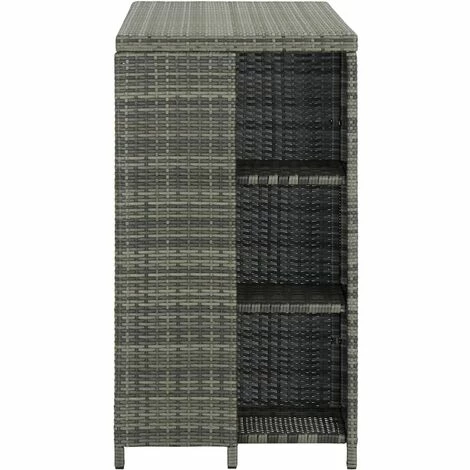 Sortie 🎉 Hommoo Table De Bar Avec Rangement Gris 120x60x110 Cm Resine Tressee ⭐ 6 Sortie 🎉 Hommoo Table De Bar Avec Rangement Gris 120x60x110 Cm Resine Tressee ⭐ – Image 4