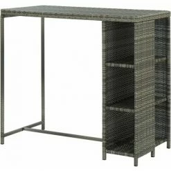 Sortie 🎉 Hommoo Table De Bar Avec Rangement Gris 120x60x110 Cm Resine Tressee ⭐ 11 Sortie 🎉 Hommoo Table De Bar Avec Rangement Gris 120x60x110 Cm Resine Tressee ⭐ -Table haute Boutique 54153213 5