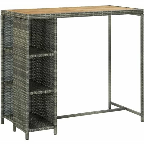 Meilleure affaire 🤩 Hommoo Table De Bar Avec Rangement Gris 120x60x110 Cm Resine Tressee ❤️ 3 Meilleure affaire 🤩 Hommoo Table De Bar Avec Rangement Gris 120x60x110 Cm Resine Tressee ❤️