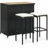 Meilleure vente 🔥 Hommoo Ensemble De Bar 3 Pcs Resine Tressee Noir 🔥 -Table haute Boutique 54154258 1