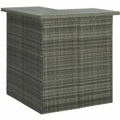 Offres 👍 Hommoo Table D'angle De Bar Gris 100x50x105 Cm Resine Tressee 🥰