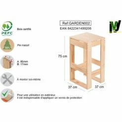 Bon marché 🥰 ASTIGARRAGA Tabouret Haut En Pin Massif 75x37x37 cm IVY LINE ❤️ -Table haute Boutique 5427043 5