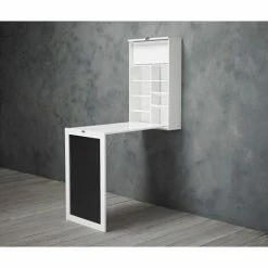 Tout neuf 😍 NETFURNITURE Aflalo Foldaway Mur Bureau Et Petit-déjeuner Table Blanc - Blanc 🤩