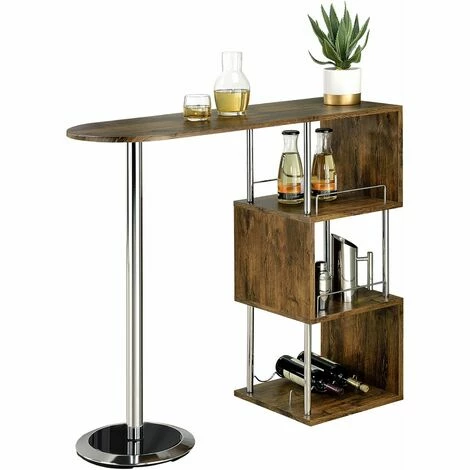 Tout neuf 💯 IDIMEX Table Haute De Bar VIGANDO Mange-debout Comptoir 3 étagères Dont 1 Porte-bouteilles, Métal Chromé Et Plateau MDF Chêne Sauvage Foncé ⌛ 3 Tout neuf 💯 IDIMEX Table Haute De Bar VIGANDO Mange-debout Comptoir 3 étagères Dont 1 Porte-bouteilles, Métal Chromé Et Plateau MDF Chêne Sauvage Foncé ⌛