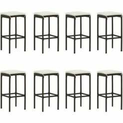 Promo 🧨 TRUE DEAL Meuble De Bar De Jardin 9 Pcs Et Coussins Résine Tressée Marron 👏 -Table haute Boutique 54482605 3