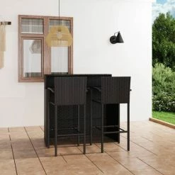 Vente flash 🥰 TRUE DEAL Ensemble De Bar De Jardin 3 Pcs Noir ✔️
