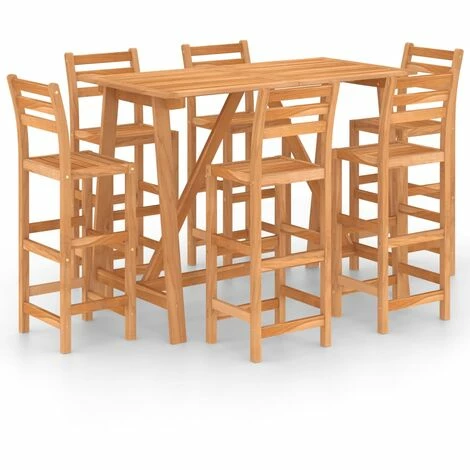 Promo 🌟 TRUE DEAL Ensemble De Bar D'extérieur 7 Pcs Bois D'acacia Massif 😍 4 Promo 🌟 TRUE DEAL Ensemble De Bar D'extérieur 7 Pcs Bois D'acacia Massif 😍 – Image 2