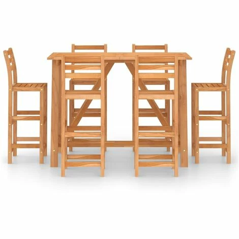 Promo 🌟 TRUE DEAL Ensemble De Bar D'extérieur 7 Pcs Bois D'acacia Massif 😍 5 Promo 🌟 TRUE DEAL Ensemble De Bar D'extérieur 7 Pcs Bois D'acacia Massif 😍 – Image 3