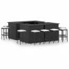 Acheter 🌟 TRUE DEAL Meuble De Bar De Jardin 16 Pcs Et Coussins Résine Tressée Noir 😍