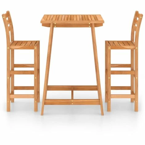 Meilleur prix 😍 TRUE DEAL Ensemble De Bar D'extérieur 3 Pcs Bois D'acacia Massif 👏 5 Meilleur prix 😍 TRUE DEAL Ensemble De Bar D'extérieur 3 Pcs Bois D'acacia Massif 👏 – Image 3