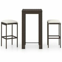 De gros ❤️ TRUE DEAL Meuble De Bar De Jardin 3 Pcs Et Coussins Résine Tressée Marron ❤️ 8 De gros ❤️ TRUE DEAL Meuble De Bar De Jardin 3 Pcs Et Coussins Résine Tressée Marron ❤️ -Table haute Boutique 54488080 2
