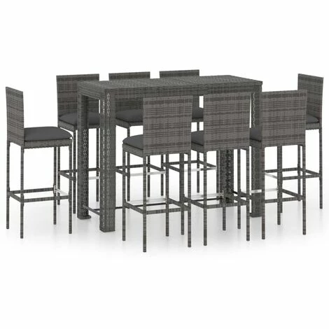 Meilleure affaire 👍 TRUE DEAL Jeu De Bar De Jardin 9pcs Et Coussins Anthracite Résine Tressée 🛒 4 Meilleure affaire 👍 TRUE DEAL Jeu De Bar De Jardin 9pcs Et Coussins Anthracite Résine Tressée 🛒 – Image 2