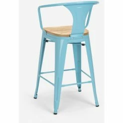 Bon marché 💯 AHD AMAZING HOME DESIGN Ensemble Table Haute 60x60cm 4 Tabourets Tolix Bar Cuisine Mason Noix Top Light | Couleur: Turquoise 🌟 -Table haute Boutique 54641103 5