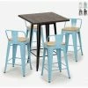 Sortie 🥰 AHD AMAZING HOME DESIGN Ensemble 4 Tabourets Style Tolix Table 60x60cm Bar Bois Métal Industriel Rough Black | Couleur: Turquoise ✔️ -Table haute Boutique 54641213 1