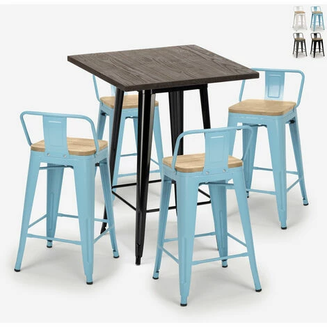 Sortie 🥰 AHD AMAZING HOME DESIGN Ensemble 4 Tabourets Style Tolix Table 60x60cm Bar Bois Métal Industriel Rough Black | Couleur: Turquoise ✔️ 3 Sortie 🥰 AHD AMAZING HOME DESIGN Ensemble 4 Tabourets Style Tolix Table 60x60cm Bar Bois Métal Industriel Rough Black | Couleur: Turquoise ✔️