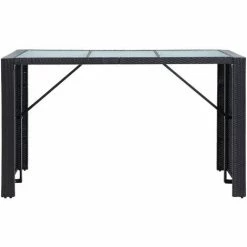 Acheter 🤩 Topdeal Meuble De Bar De Jardin 7 Pcs Et Coussins Résine Tressée Noir FF49560_FR 🔔 -Table haute Boutique 54643209 3