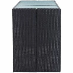 Acheter 🤩 Topdeal Meuble De Bar De Jardin 7 Pcs Et Coussins Résine Tressée Noir FF49560_FR 🔔 -Table haute Boutique 54643209 4