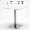 Nouveau 🎉 AHD AMAZING HOME DESIGN Table Carrée 70x70 Pour Bars Restaurants Hôtels Base Centrale Horeca | Couleur: Blanc - Argent 🎁