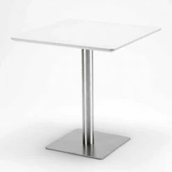 Nouveau 🎉 AHD AMAZING HOME DESIGN Table Carrée 70x70 Pour Bars Restaurants Hôtels Base Centrale Horeca | Couleur: Blanc - Argent 🎁 -Table haute Boutique 54686337 3