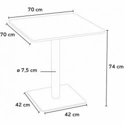 Nouveau 🎉 AHD AMAZING HOME DESIGN Table Carrée 70x70 Pour Bars Restaurants Hôtels Base Centrale Horeca | Couleur: Blanc - Argent 🎁 -Table haute Boutique 54686337 5
