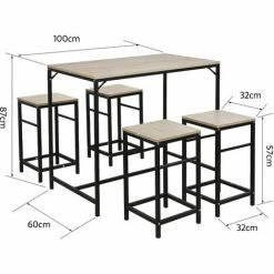 Vente flash 🛒 WYCTIN Hofuton Table Et Chaises De Bar, Ensemble Table Et 2 Tabourets Style De Bar En Fer Et Bois-Table Et Chaises, Avec Cadre En Métal Robuste, Pour Cuisine, Salon, Salle à Manger 🌟 -Table haute Boutique 54809157 5