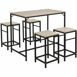 Grosses soldes 🎁 OOBEST Table Haute De Bar Et 4 Tabourets Design Industriel 🛒