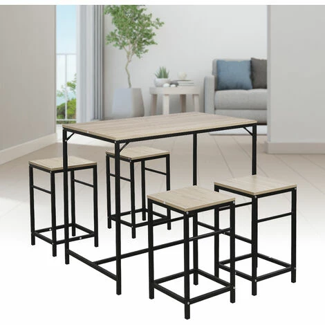Grosses soldes 🎁 OOBEST Table Haute De Bar Et 4 Tabourets Design Industriel 🛒 4 Grosses soldes 🎁 OOBEST Table Haute De Bar Et 4 Tabourets Design Industriel 🛒 – Image 2