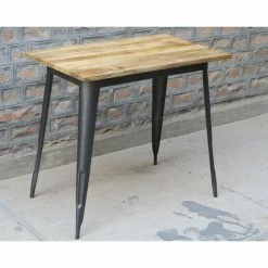 Tout neuf 🛒 MEUBLE HOUSE Mange-debout 120x70cm En Bois Exotique Et Métal "Dowtoun" - Marron 🛒