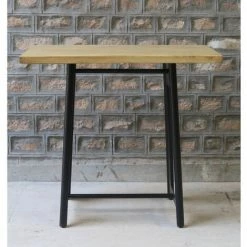 Nouveau ✔️ MEUBLE HOUSE Table Haute 120cm Métal Et Bois "Los Angeles" - Marron 🎉 -Table haute Boutique 54941416 5