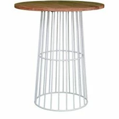 Remise 🎉 MEUBLE HOUSE Table De Bar Loft En Bois Et Métal Blanc "Hello" - Blanc 🛒