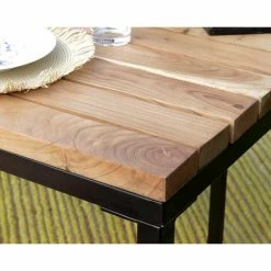 De gros ✨ MEUBLE HOUSE Table De Bar Design En Métal Et Bois Exotique "Garden" - Marron 💯 -Table haute Boutique 54941439 5