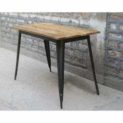 Budget 🥰 MEUBLE HOUSE Mange-debout En Métal Et Bois Massif 150x80 Cm "Dowtoun" - Marron 🔥