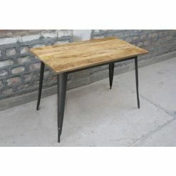 Budget 🥰 MEUBLE HOUSE Mange-debout En Métal Et Bois Massif 150x80 Cm "Dowtoun" - Marron 🔥 -Table haute Boutique 54941504 3