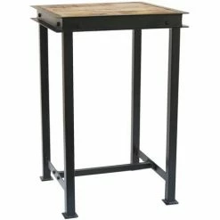 Promo 😍 MEUBLE HOUSE Table Haute Carrée Métal Et Bois 70x70cm "IPN" - Noir ❤️ -Table haute Boutique 54941536 4