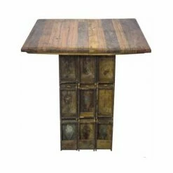 De gros 🔥 MEUBLE HOUSE Bar Snack En Bois Exotique Recyclé Sur Roues "Népalaise" - Marron 🧨 -Table haute Boutique 54941572 3